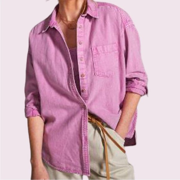 NWT Anthropologie - Pilcro Relaxed Oxford Lilac Buttondown - Women's X-Large - Picture 7 of 16